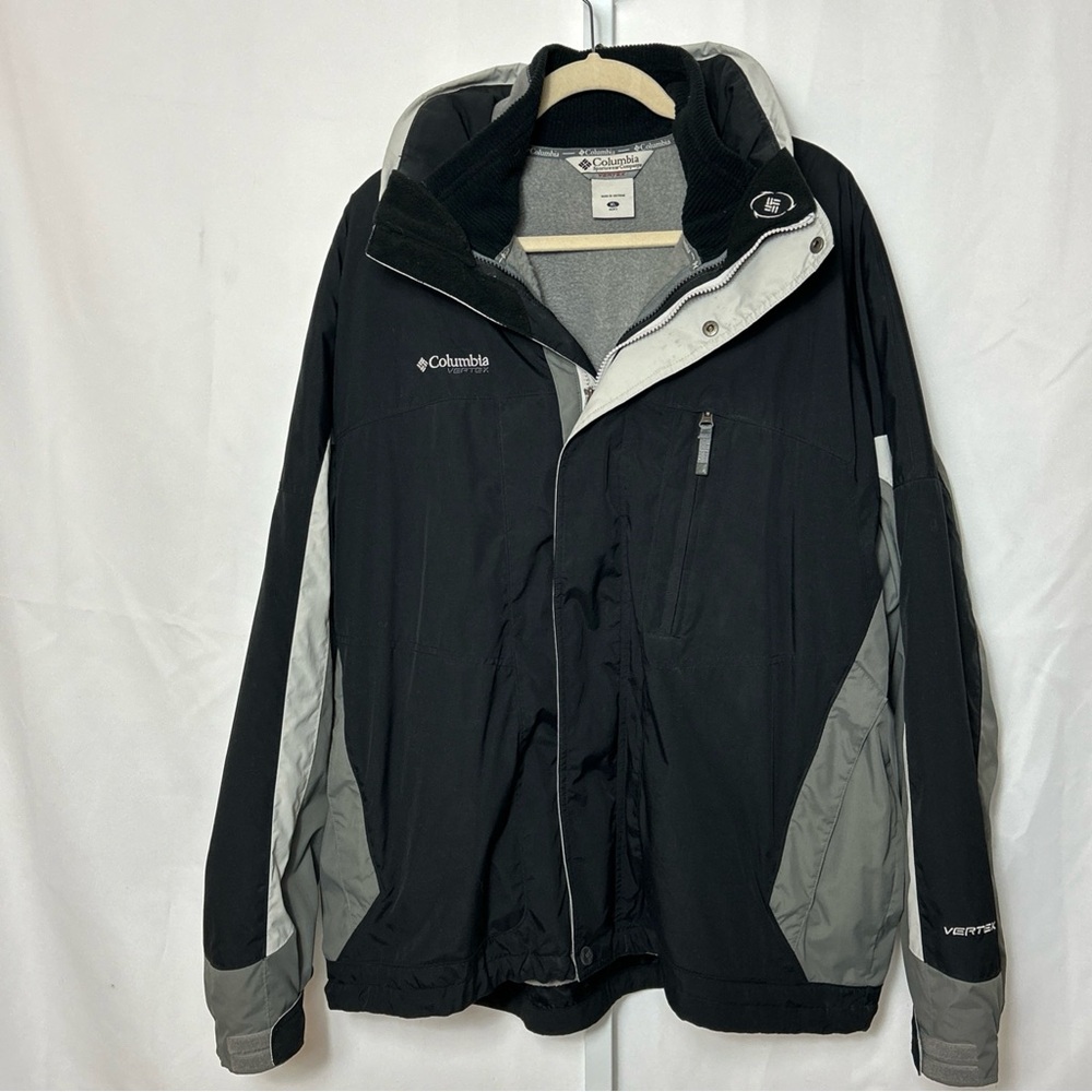 Columbia Men's Size XL Black Gray Jacket Full Zip Ski Snow Fleece Lined Coat